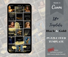 Load image into Gallery viewer, Black & Gold Instagram Template Puzzle 18 Posts