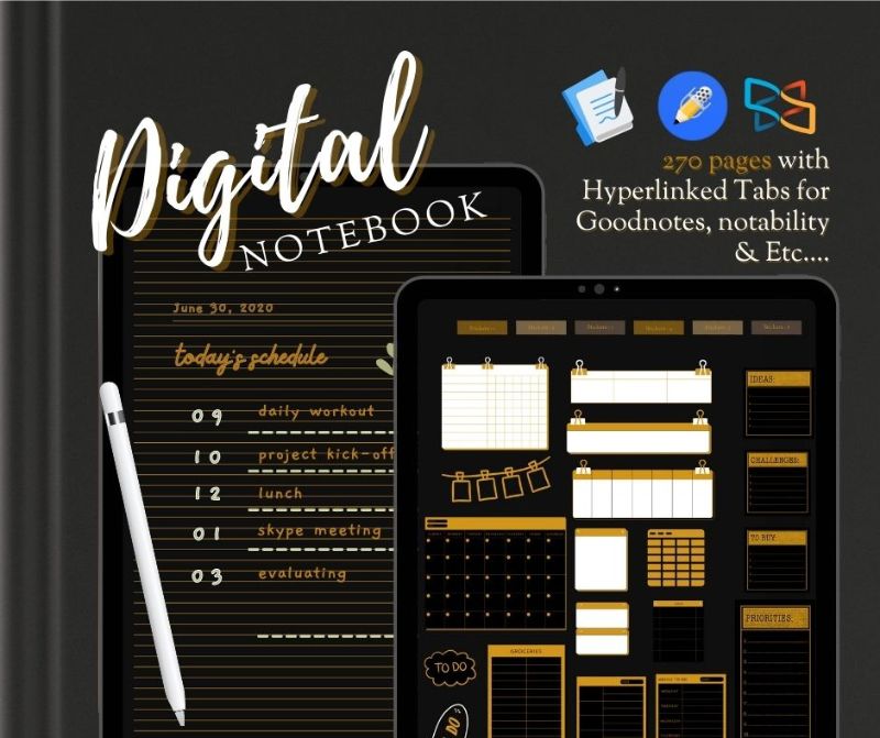 Digital Notebook Black Gold
